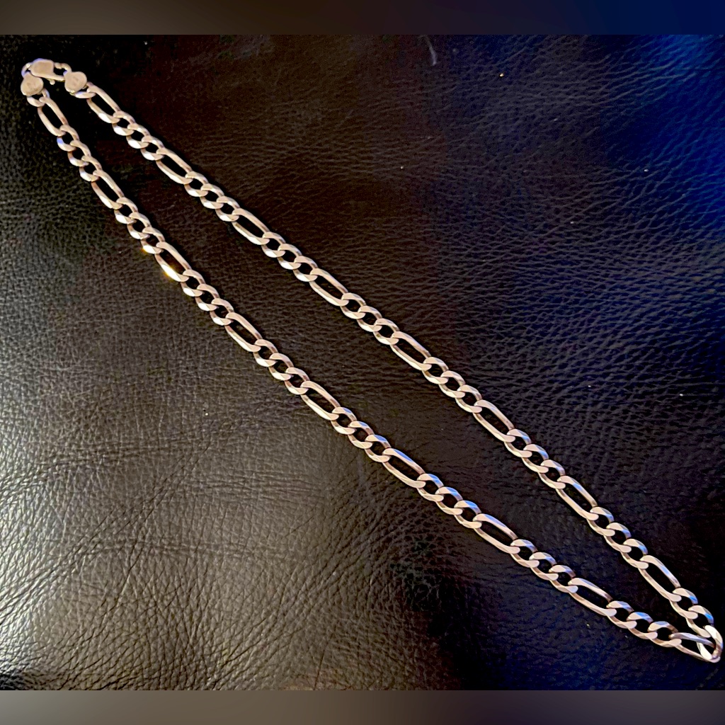 Vintage Sterling Silver Italian Mixed Link 12 Length Necklace